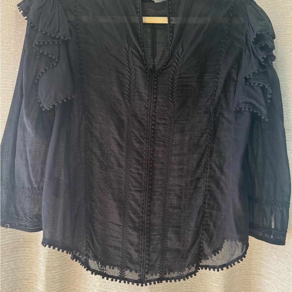 Isabel Marant Black Ruffled Blouse - Picture 2 of 4